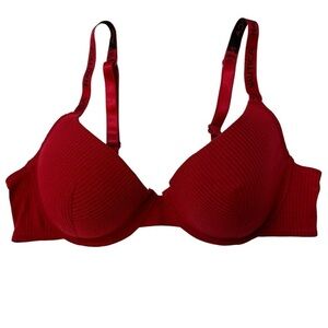 Nautica Red Ribbed Lift Underwire T-Shirt Bra, 38C